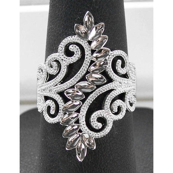 925 STERLING SILVER Leaves & Scrolls Filigree Statement Ring - Picture 1 of 16